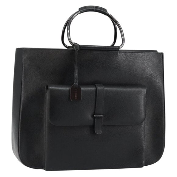 GUCCI Hand Bag Leather Black - Picture 1 of 16
